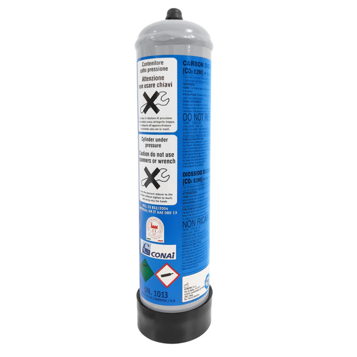 Bombola CO2 alimentare E290 - usa e getta - 600 gr.
