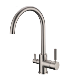 Grifo mezclador de 4 vías de 3/8" de níquel cepillado - H2O Water Store